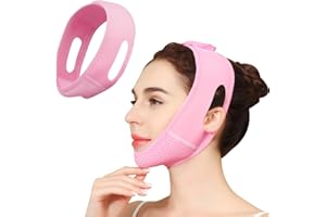 WELLXUNK V Gesichtsmasken, Wiederverwendbare V-Linienmaske, Doppelkinn Entferner Lifting Maske, Gesichts Schlankheitsgurt, Atmungsaktive V-förmige Gesichtsbandage für Doppelkinn und schlaffe Gesichtshaut