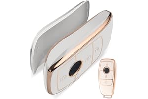 ZTANRWQ Smart Car Key Case Cover per chiave auto Mercedes-Benz Key Case E/S Class Key Case Cover protettiva Shell (bordo dorato bianco)