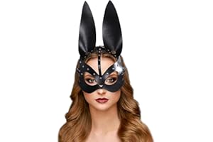 NICEYEA Cosplay Bunnymaske PU Leder Katze Kätzchen Maske Maskerade Halbgesichtsmaske Kätzchen Ledermaske Make-Up Party Kostüm Zubehör für Halloween Fasching Ostern Karneval Party Christmas