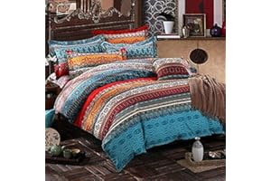 ‎LANQINGLV Lanqinglv Bohemian Bettwäsche 155x220 cm 2 Teilig Boho Indischen Mandala Bettwäsche Set Renforce mit Reißverschluss Bettbezug und Kissenbezug 80x80cm (WCF,155x220