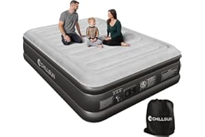 CHILLSUN Luxury Inflatable Mattress, Air Bed Double/King with Built-in Electric Pump, King Size Blow Up Self Inflating Guest Airbed for Camping or Home Use, 203cm L x 152cm W x 46cm H