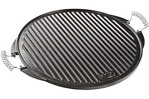 VAELLO LA VALENCIANA VAELLO - Plancha en Fonte Émaillée Réversible - Plaque de Cuisson Ronde, Face Striée pour Viandes, Face Lisse pour Poissons et Légumes - Noire - Ø 32 cm