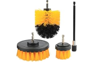 Mesee Brosse Nettoyage Perceuse Électrique 4 Pièces Brosse Rotative Nettoyage de Forage Attachement Drill Brush avec Tige d'Extension pour Voiture Tapis Sol Cuisine Salle de Bains Toilette Piscine