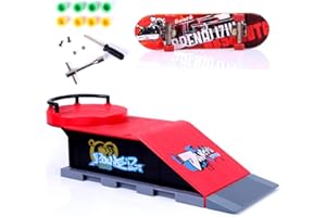 Sipobuy DIY Assembly Mini Finger Skateboard Deck Truck Skate Park Board With Ramp Accessories Sets (Scene D)