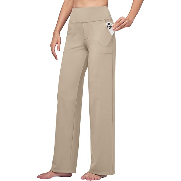 G4Free Nette yogabroek met zakken, damesbroek met brede pijpen en een hoge rekbare taille voor werk, zakelijk of informeel, buikcontrole joggingbroek in de maten Petite, Regular en Tall, XL tall