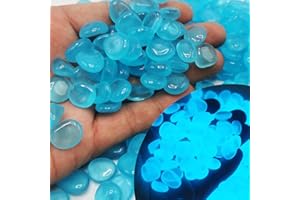 Lot de 300 galets lumineux multicolores pour allées, pelouse, cour, aquarium, allées (bleu, 14 x 11 mm)