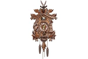 Surakey Elegant, Traditional, Decorative, Wooden Painted Modern Wall Clock Cuckoo Clock Bird NowTime Hanging Clock Display Handmade Decoration Swinging Pendulum for New Room Office, Type 3