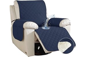 Braozaiw armchair covers, Waterproof sofa covers, with Pockets, Machine Washable, Furniture Protector Cover for Kids and Pets Non-Slip Chair Cover for Recliner Armchairs (navy, Recliner)