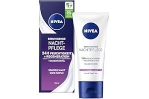 ‎NIVEA NIVEA 24H Kojąco regeneracjący krem nawilżający do twarzy na noc z olejkiem z pestek winogron, cera wrażliwej, 50 ml