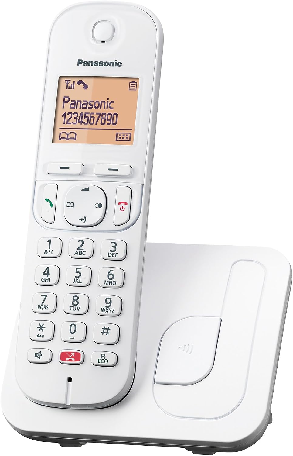 Panasonic KX-TGC250SPW Teléfono Inalámbrico Digital Para Personas Mayores Con Bloqueo De Llamadas, Pantalla Fácil De Leer, Altavoz Manos Libres, Reloj Despertador, Auricular Único, Blanco.