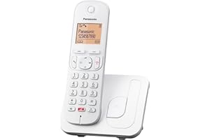 Panasonic KX-TGC250SPW Teléfono Inalámbrico Digital Para Personas Mayores Con Bloqueo De Llamadas, Pantalla Fácil De Leer, Altavoz Manos Libres, Reloj Despertador, Auricular Único, Blanco.