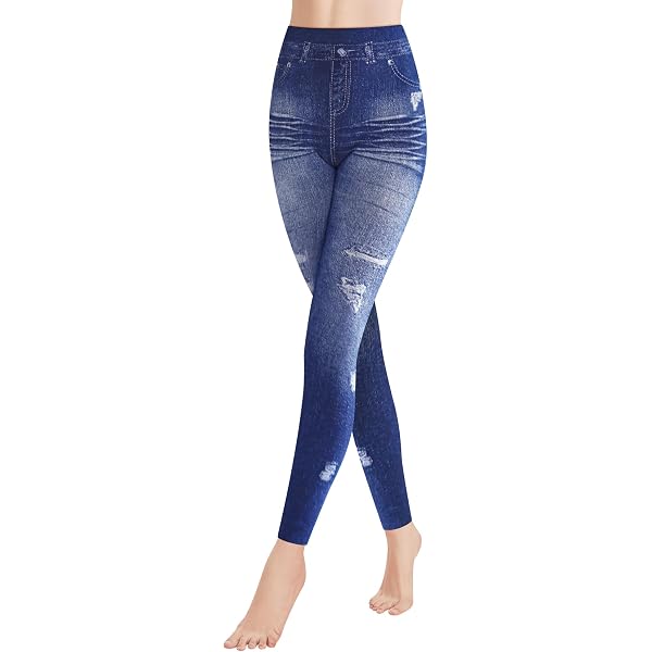 Pack De 3 Jeggings Slim Pour Femme – Bleu, Gris, Noir, Gainants Avec Doublure Chaude, Taille S/M Ou L/XL - 12