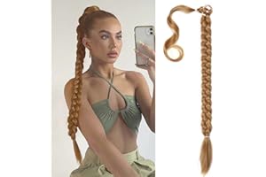 QKEPCY Coleta Postiza Larga Extension Postizo Trenza Coleta Cola de Caballo Extensiones Liso Postizos de Pelo Sintético Extensiones Pelo Natural para Mujer Chica 80cm (Castaño claro)