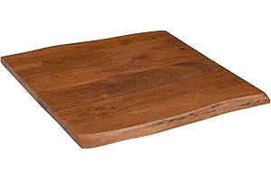 ‎SAM SAM Holzplatte Brasileiro | 70 x 70 cm | Akazienholz massiv | Farbe: Nussbaum | echte Baumkante | Pflegeleichte DIY Tischplatte | geeignet für Esstische/Couchtische/Bistrotische