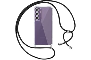 Pnakqil Funda para Samsung Galaxy S23 FE 5G con Cuerda, Carcasa Transparente Silicona Colgar Collar Correa de Cuello Cadena Cordón para Samsung S23 FE 5G 6.4" Fundas, Negro