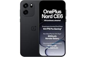 OnePlus Nord CE6 | 8GB+256GB | Pitch Black | Snapdragon 7s Gen 4 | Segment's Fastest Touch Response | 8000mAh Battery | 144Hz 1.5K AMOLED Display | 50MP Main + 32MP Selfie 4K Cameras | IP66,68,69,69K
