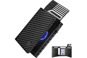 DODENSHA MagSnap Portafoglio da uomo I Portafoglio sottile con tasca portamonete I Porta carte Portafoglio per 10+ Carte I Chiusura Magnetica Portafoglio per carte I Protezione RFID, Carbone,