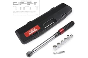 FOURROBBER Clé dynamométrique 3/8",20-140 Nm Clé à Cliquet 90 dents,avec adaptateur 1/4 1/2 et tige d'extension, précision±3% pour vélo et voiture