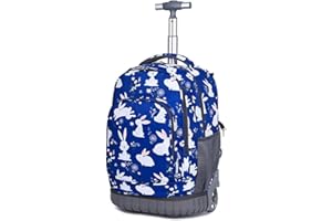 CONPHERON Zaino Trolley con Ruote per Studenti, impermeabile, Ragazzi Ragazze Zaino Trolley Rolling Zaino da viaggio, 32x21x46 cm