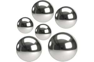 MIJOMA Exquisites Lot de 6 boules à facettes argentées en acier inoxydable - Boule de jardin polie miroir - Pour la maison, le jardin et l'étang