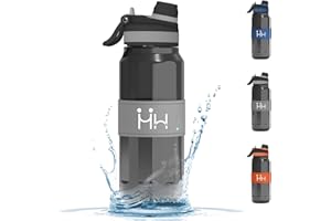 HoneyHolly Gourde Sport, 1000 ML Bouteille d'eau, Couvercle étanche avec dessus rabattable et Paille, 2 choix de boissons, sans BPA, Réutilisable, Convient pour Le Camping, Le Cyclisme, l'école