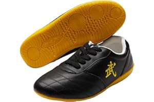 G-like Tai Chi Kung Fu Shoes - ZooBoo Martial Art Chinese Traditional Wushu Shaolin Qi Gong Beijing Trainer Wing Chun Slipper with Classic and Rubber Wu Logo Oxford Sole for Men Women - Oxhide Leather