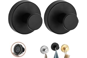 COLLENATSY Luxe Hold No-Drill Hooks, 2024 Upgraded Suction Cup Hooks, Stainless Steel Waterproof Suction Cup Hooks for Shower, Bathroom, Hanging Towels, Mounting on Glass Shower Doors, Tile (2 PCS black)