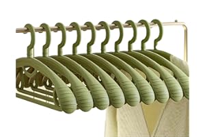 OYUEGE 10 Pack Plastic Hangers Extra Thick Plastic Wide Shoulder Adult 360 Degree Rotating Non Slip Standard Hangers Ideal for Everyday Use Green