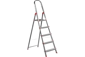 Escalera Aluminio Rolser Unica 5 Peldaños. Certificada según Norma Europea EN-131 para Uso doméstico y Profesional.