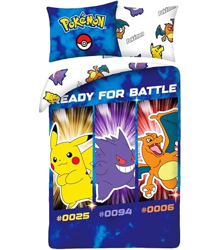 HOUSSE DE COUETTE ET TAIES Pokemon Parure De Lit Reacuteversible PikachuMicrofibre Multicolore