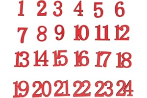 Rayher calendario adviento madera números 1-24, 2cm, con punto pegar, bolsa 24uds, rojo clasico, 46709287