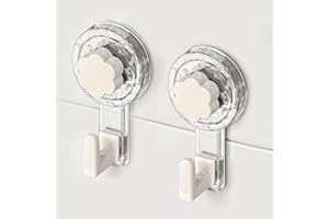 ATEWEITA Ganci per Asciugamani Senza Fori, Ventose Extra Resistente (62mm) Riutilizzabili per Bagno, Cucina, Campeggio & Auto – Ideale Decorazioni Natalizie (Clear+White, 11.2 * 6.2 * 4.3cm*2)