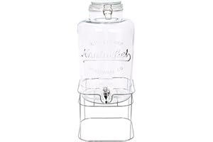 Rink Drink 1x Chrome Stand 8.7L Glass Drinks Dispenser with Tap & Chrome Stand - Large Kitchen Party Water Juice Punch Drink Fridge Container Jug Bottle Jar