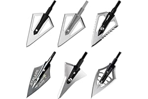 ZSHJGJR 6pcs Tiro con Arco Puntas de Flecha Caza de 160 Grano Flechas Broadheads Cuchillas Tiro con Arco Flechas Cabezas para Ballesta y Arco Compuesto (Tipo 2 + Caja)