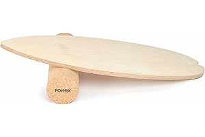 POWRX Balance Board Legno - Tavoletta propriocettiva Ideale per Esercizi di Equilibrio, Forza e Coordinazione - Base con Cilindro movibile e Superficie Antiscivolo