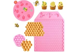 MEZHEN Moldes de Silicona Abeja Moldes Fondant Panal de Abeja Moldes Chocolate Animales Formas Fondant para Baby Shower Cumpleaños Fiesta de cumpleaños