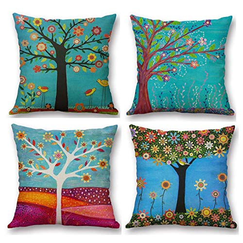 YIJUHT Cartoon Cushion Covers Decorative Colorful Tree Square Throw Pillow Cases for Living Room Sof YIJUHT Cartoon Cushion Covers Decorative Colorful Tree Square Throw Pillow Cases for Living Room Sof