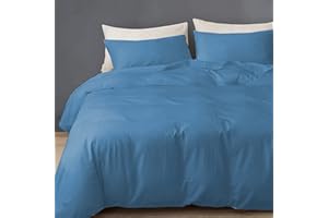 GREATOYAR Juego de Nórdica,Juego de Funda de Edredón, Set de 4 Piezas, 1 Funda Nórdica, 1 Sábana Bajera Ajustable, 2 Fundas de Almohada, 100% Poliéster, Transpirable, para Cama 180cm, Azul