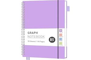 RETTACY Notatnik B5 w kratkę, zeszyt szkolny z 70 kartkami / 140 stronami, miękka okładka PVC, zeszyt spiralny z papierem 100 g/m², Nadaje się do nauki, studiów, konferencji, prowadzenia dziennika