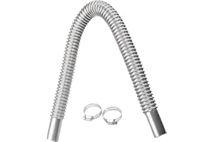 TKSE Rura wydechowa do ogrzewania postojowego, 60 cm, ze stali nierdzewnej, dodatkowe ogrzewanie, zbiornik paliwa, rura wydechowa z dwoma klipsami do zbiornika paliwa