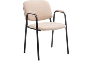CLP - Sedia da visitatore Ken Pro in tessuto, braccioli imbottiti, ideale per sala d’attesa o per conferenze, base stabile in metallo, peso massimo sopportato: 120 kg beige