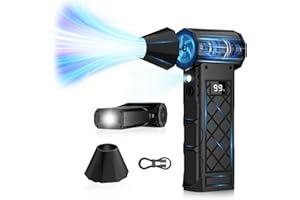 XJUGEZ Aria Compressa Elettrico,4 Velocità Elettrico Rimuovi Polvere con 2 LED&Schermo, Mini Soffiatore a Batteria Portatile come Bomboletta Aria Compressa,130000RPM Air Duster per PC,Tastiera,Auto-05