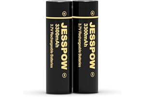 JESSPOW 3,7V Wiederaufladbare Akku 2 Stück, Flache Batterien 3,7 Volt für Taschenlampe, Scheinwerfer, Mini-Fans (Flat-Top Akku, Nicht-AA)