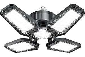 TOPAUBUB Eclairage LED Garage 1 Pièces 20W, 2000LM Lampe Plafonnier LED Garage avec 4+1 Panneaux Déformables 6500K E26/E27 Éclairage Atelier/Cave, Sous-sol (Équivalent à 120 W