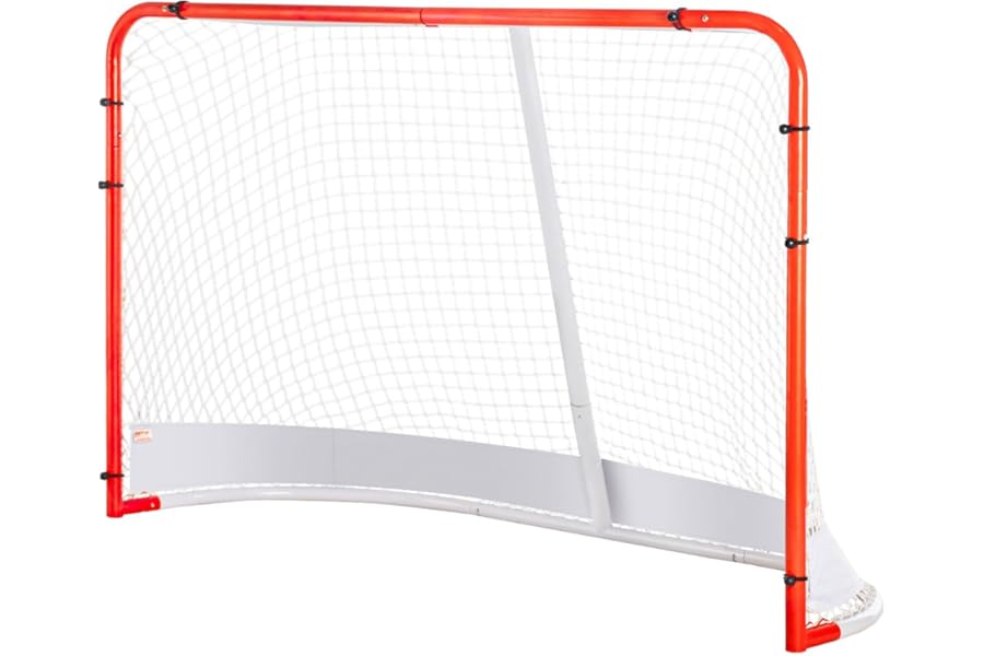 VEVOR Street Hockey Goal, Official Regulation Pro Training Goal Set, Portable with Net, Easy Assemble, 72" x 48", White/Red