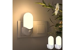 STANBOW Luce Notturna Bambini, 2 Pezzi Luci Notturne con Sensore di Luce, Luce Notturna da Presa per Camera dei Bambini, Bagno, Corridoio, Cucina, Scale, Bianca Calda