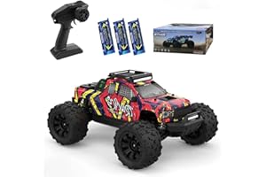 Ledovan 1:14 Auto telecomandata, 100 km/h, motore senza spazzole RC Monster truck per adulti, 2,4 GHz, All Terrain Offroad Drift Car, 4WD RC Buggy, 3 batterie (rosso)