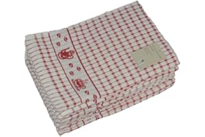 ZIMEL HOMES 3 Kitchen Towels Set - Luxury Large 100% Cotton Terry Towel Check Jacquard Tea Towel Tea Time (Red)