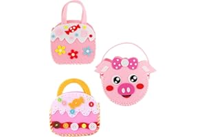 KGDUYC Pack de 3 Kits Couture En Feutre Animal,Kit de Couture pour Enfants, Arts Et Artisanat pour Débutants,Kit De Bricolage en Feutre,Jouets à Coudre DIY,Kits De Couture pour Débutants pour Enfant