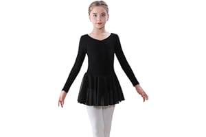 FONLAM Sukienka baletowa dla dziewcząt, z długim rękawem, trykot baletowy, trykot do tańca, strój baletowy, tutu dla dzieci